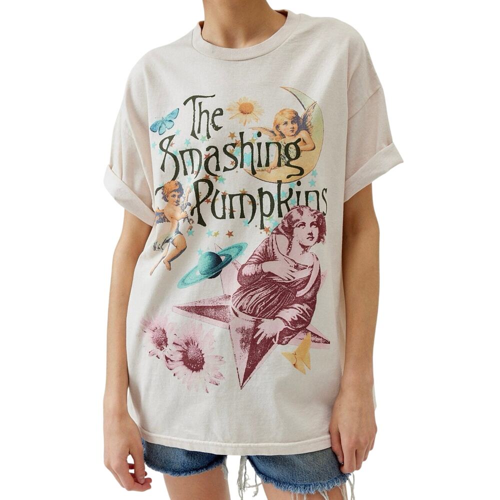 DAY Smashing Pumpkins Collage T-Shirt Dress in Ivory Size L / XL New w/o Tag SOO
